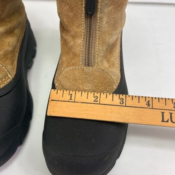 SOREL Snow /Rain Boots Womens Sz 6 Black & Tan Short Zip Suede - Picture 9 of 14